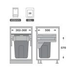 ابعاد سطل آشغال داخل کابینت ملونی ۹۰۰۵
