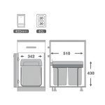 خرید سطل زباله ریلی دو مخزن ۴۰ لیتری ملونی