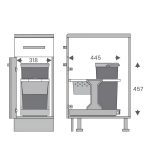 ابعاد سطل زباله زیر سینک ملونی مدل ۹۱۷۴