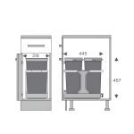 ابعاد سطل زباله ریلی داخل کابینت ملونی مدل ۹۱۷۶