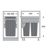 سایز سطل زباله زیر سینک دوقلو ملونی ۹۰۲۰