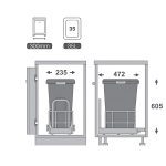خرید سطل زباله کابینتی ملونی ۹۰۲۴ تک مخزن