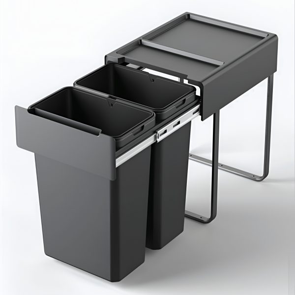 خرید سطل زباله کابینتی ریلی دو مخزن آرام بند ملونی مدل ۹۲۱۲