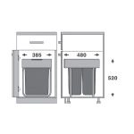 قیمت و خرید سطل زباله کابینتی ریلی دو مخزن آرام بند ملونی مدل ۹۲۱۲